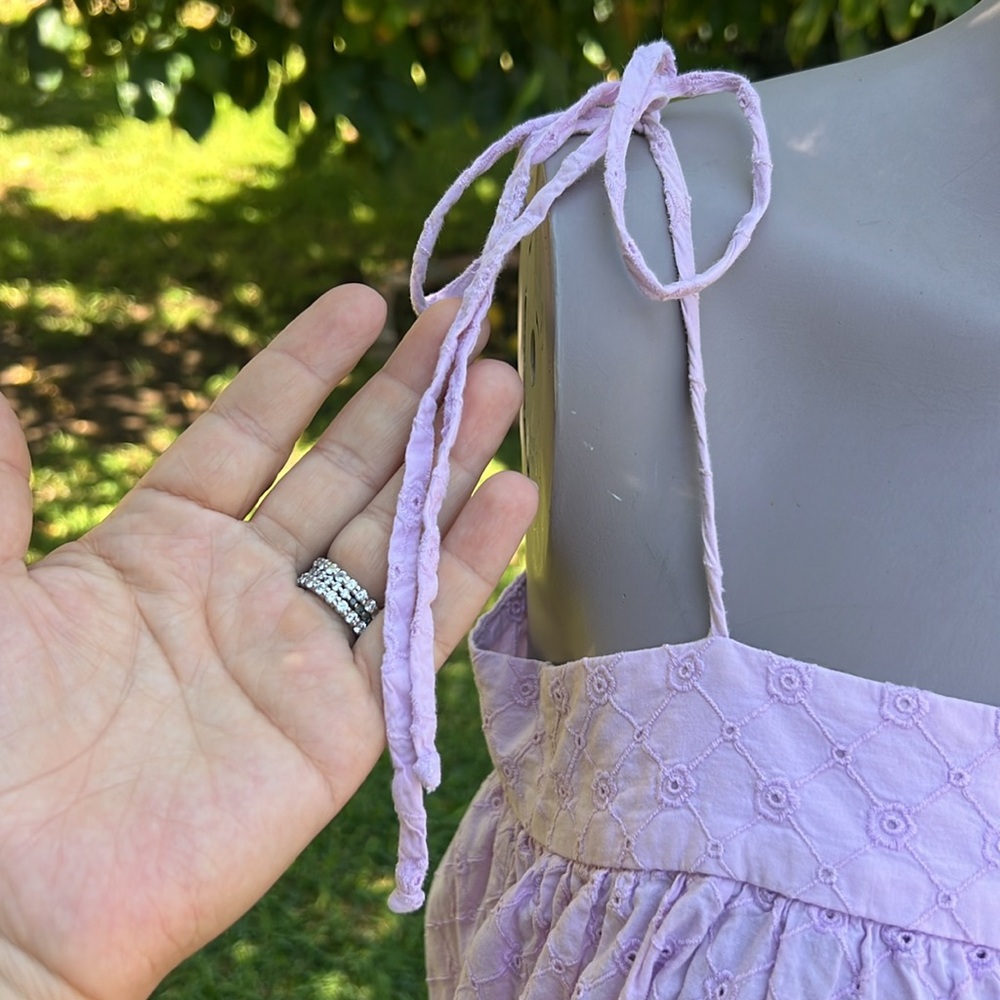 MDS Stripes Lavender Eyelet Dress Size 10 US $525 - Picture 8 of 17